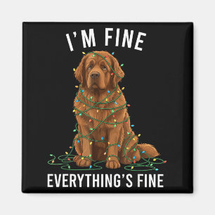 Newfoundland Dog Christmas I'm Fine Everything Is Magnet