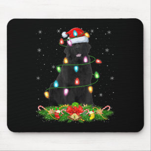 Newfoundland Dog Christmas Lights Funny Santa Hat  Mouse Pad