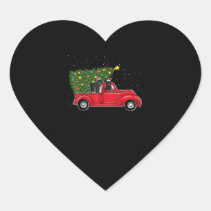 Newfoundland dog christmas on red car truck gift heart sticker