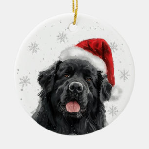 Newfoundland Dog Christmas Personalised Ceramic Tree Decoration