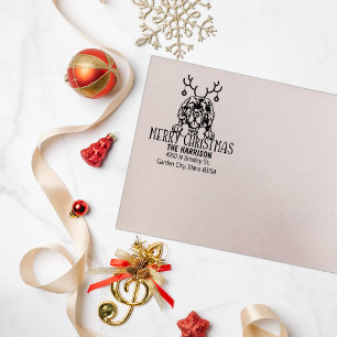 Newfoundland Dog Christmas Return Address  Rubber Stamp