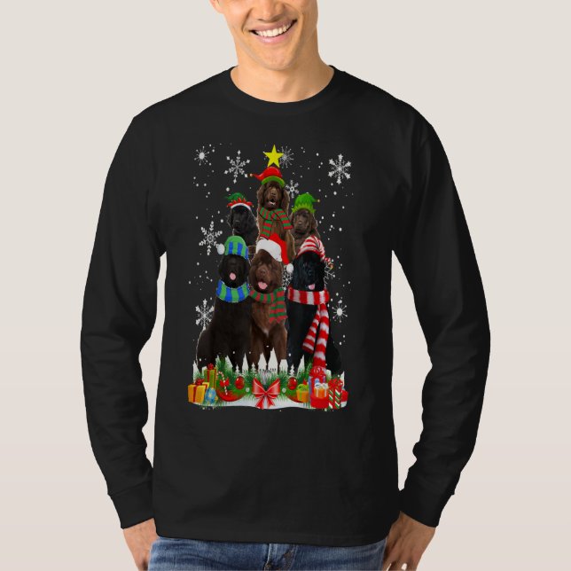 Newfoundland Dog Christmas Tree T-Shirt (Front)