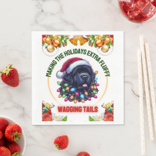Newfoundland Dog Dog Christmas Hat Xmas Napkin