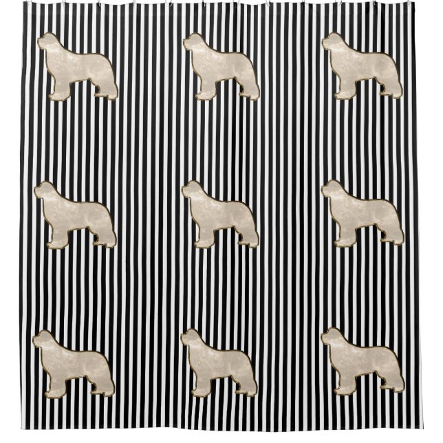 Newfoundland dog gold multi shower curtain (Front)