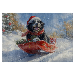 Newfoundland Dog in Sledge Let it Snow Christmas Cutting Board