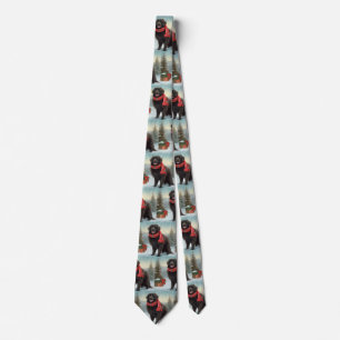 Newfoundland Dog in Snow Christmas Tie