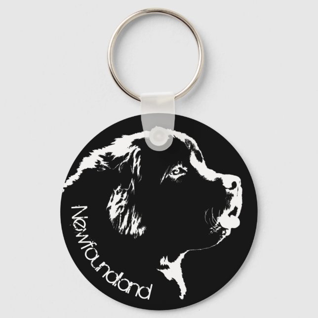 Newfoundland Dog Keychain Custom Pup Dog Keychain (Front)