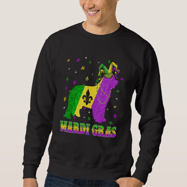 Newfoundland Dog Mardi Gras Carnival Jester Beads Sweatshirt (Front)