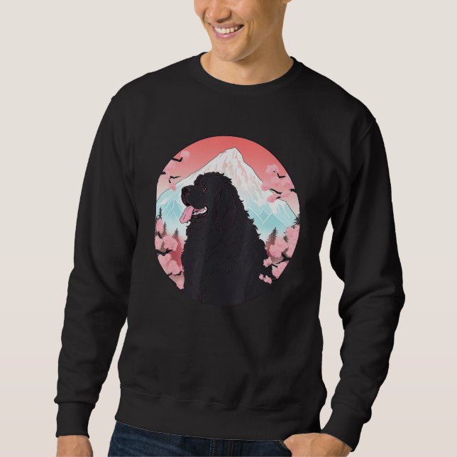 Newfoundland Dog Mount Fuji Funny Landmark Sweatshirt (Front)
