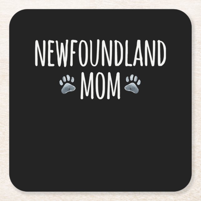 Newfoundland dog mum | dog lover paws gift square paper coaster (Front)