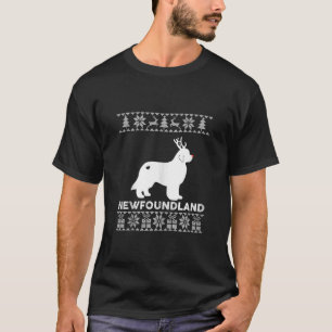Newfoundland Dog Pet Lover Reindeer Ugly Christmas T-Shirt
