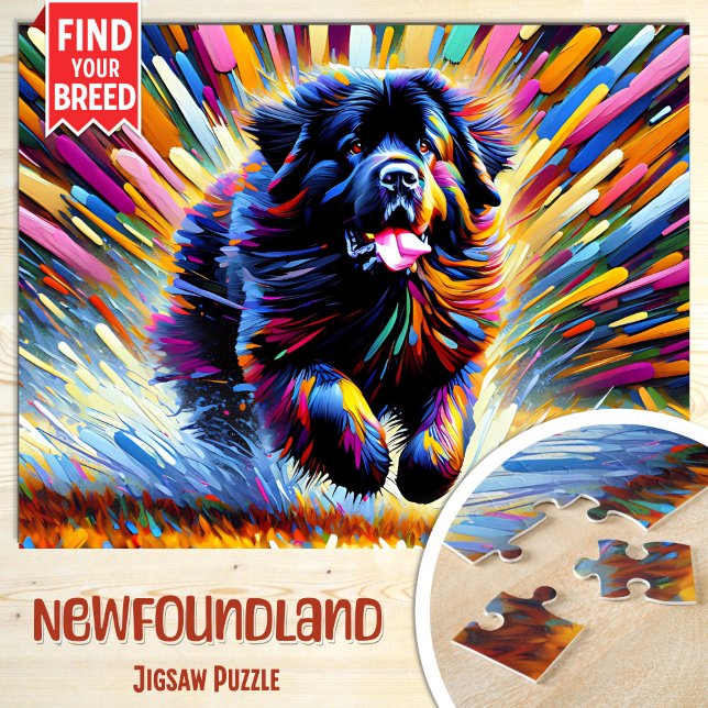 Newfoundland Dog Portrait Acrylic Art Print Dog Jigsaw Puzzle (Creator Uploaded)