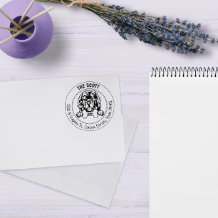 Newfoundland Dog Return Address Family Rubber Stamp