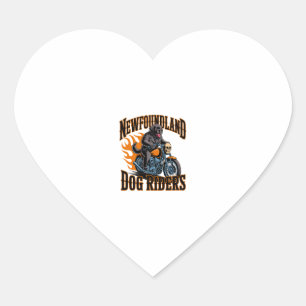 Newfoundland Dog Rider Heart Sticker