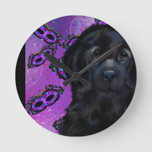 Newfoundland Dog Round Clock