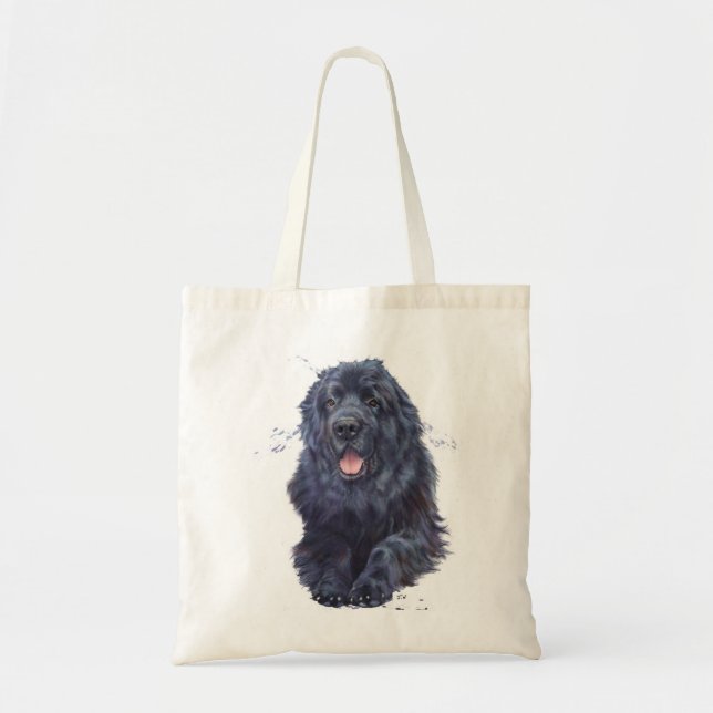 Newfoundland dog shopping tote bag, newfie design bag (Front)