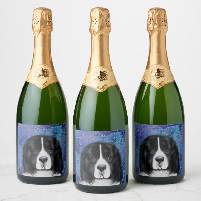 Newfoundland Dog Sparkling Wine Label (Bottles)