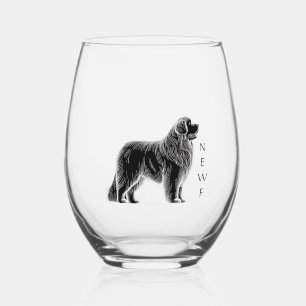 Newfoundland Dog Stemless Wine Glass
