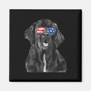 Newfoundland Dog Sungles Flag American 4th Of July Magnet