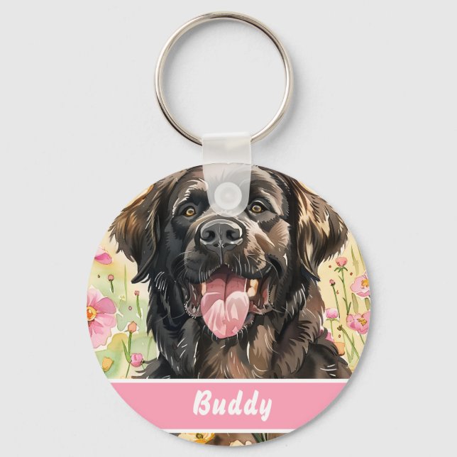 Newfoundland Dog Tag – Custom Info Key Ring (Front)