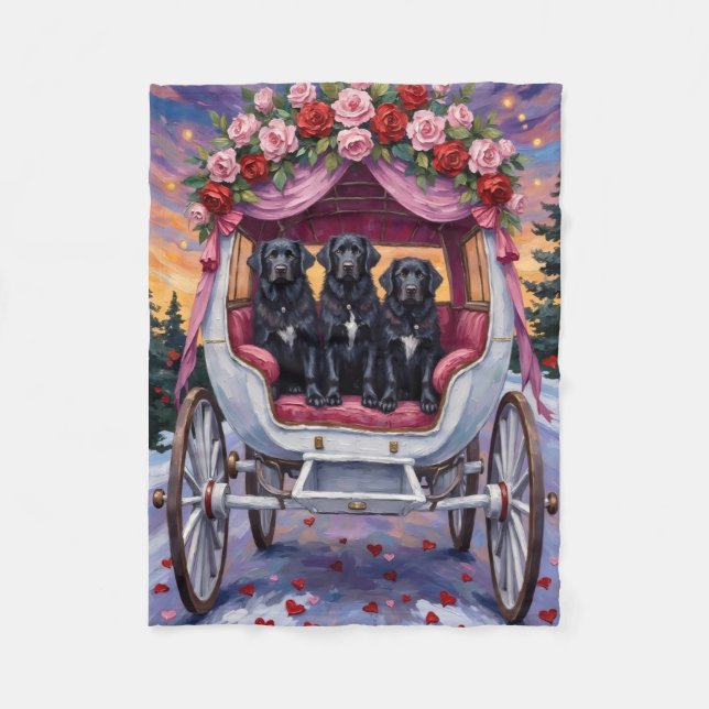Newfoundland Dog Valentine's Day  Fleece Blanket (Front)