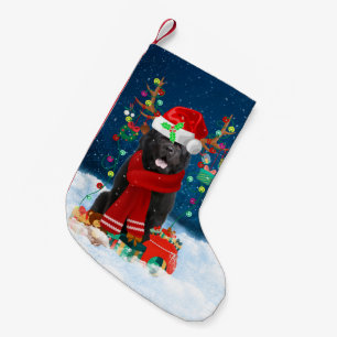 Newfoundland dog with Christmas gifts Small Christmas Stocking
