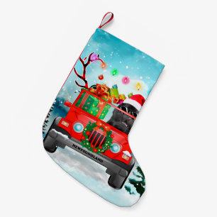 Newfoundland dog with Christmas gifts Small Christmas Stocking