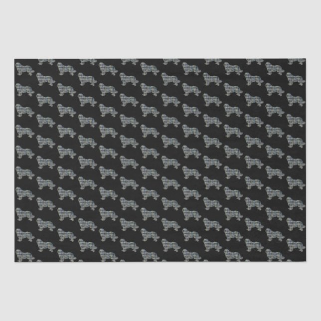 Newfoundland Dog Yellow & Blue Grid Black Tissue Paper (Front)