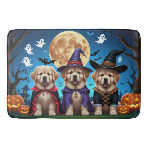 Newfoundland Dogs Pumpkin Halloween Funny  Bath Mat