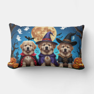 Newfoundland Dogs Pumpkin Halloween Funny Lumbar Cushion