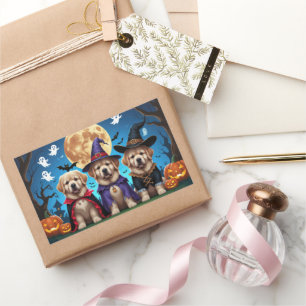 Newfoundland Dogs Pumpkin Halloween Funny  Rectangular Sticker