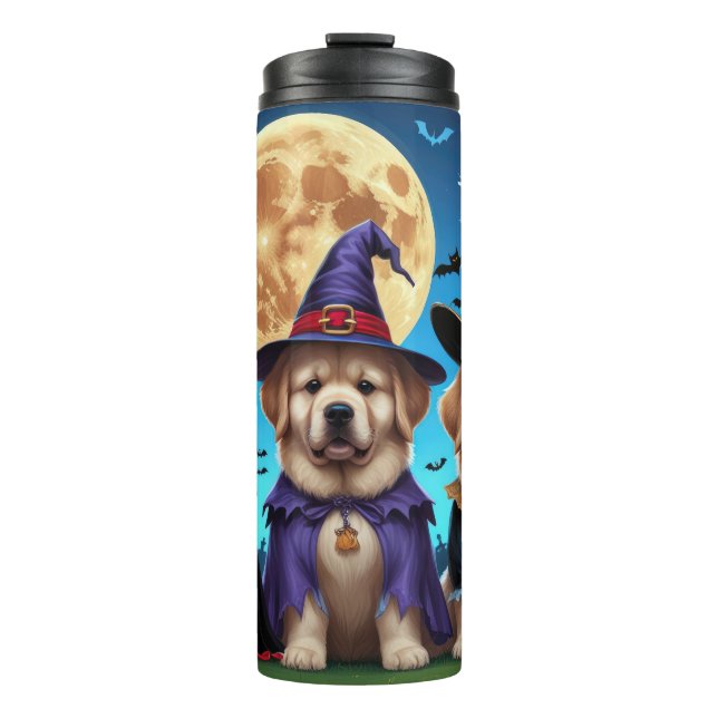 Newfoundland Dogs Pumpkin Halloween Funny  Thermal Tumbler (Front)