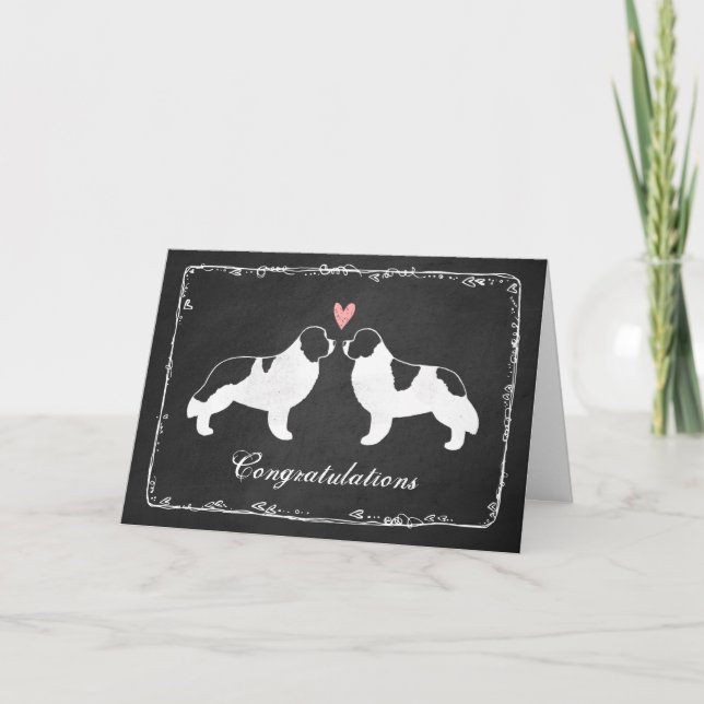 Newfoundland Dogs Wedding Congratulations Card (Front)