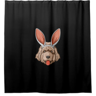 Newfoundland easter   bunny ears dog gift shower curtain