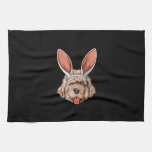 Newfoundland easter   bunny ears dog gift tea towel