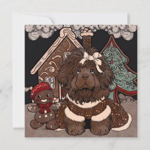 Newfoundland Gingerbread Kisses, Holiday Wishes Card