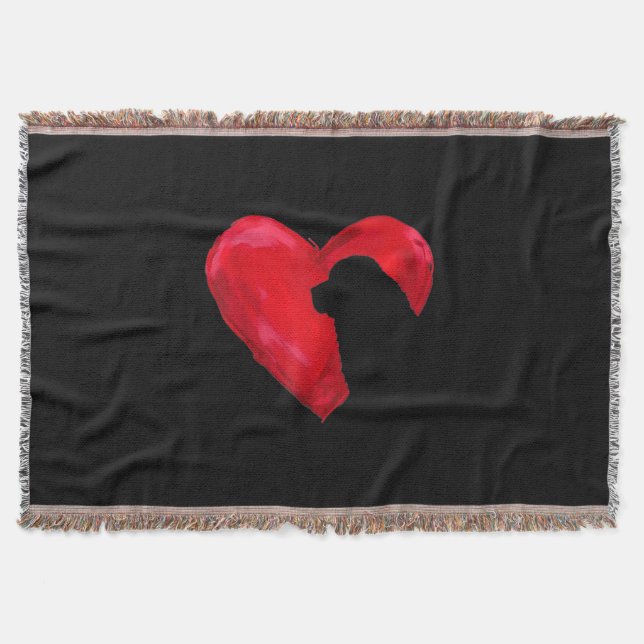Newfoundland heart |silhouette valentines day gift throw blanket (Front)