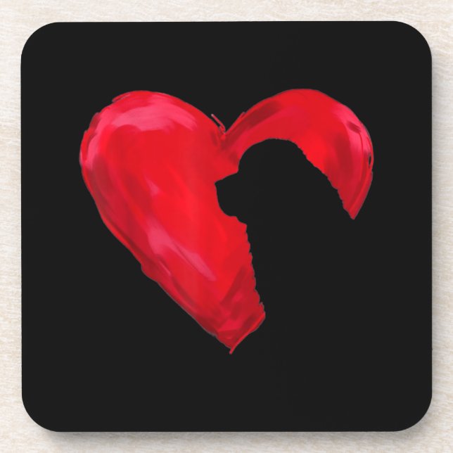 Newfoundland heart | valentines day dog gift coaster (Front)