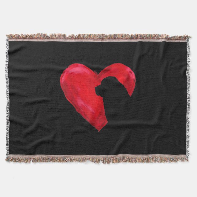 Newfoundland heart | valentines day dog gift throw blanket (Front)