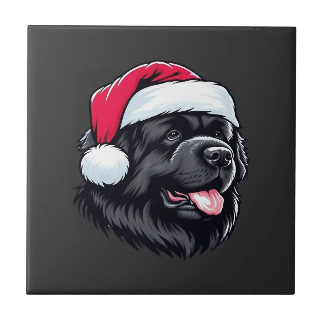 Newfoundland in a Santa Hat Classic T-Shirt Tile (Front)