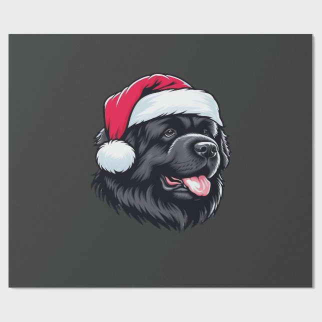 Newfoundland in a Santa Hat Classic T-Shirt Wrapping Paper (Flat)
