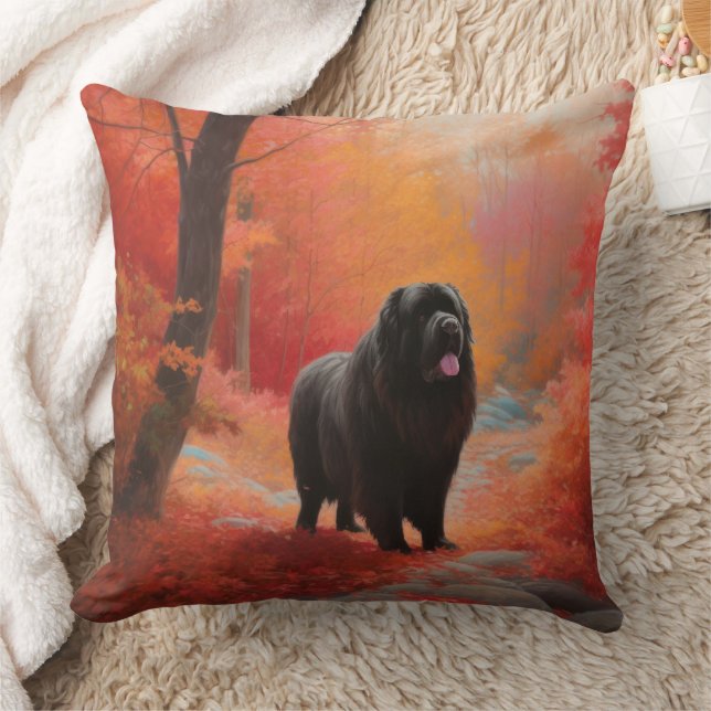 Newfoundland in Autumn Leaves Fall Inspire  Cushion (Blanket)