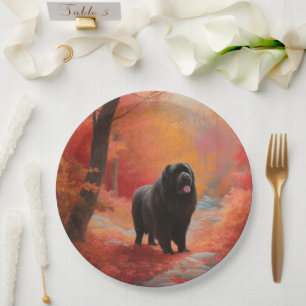 Newfoundland in Autumn Leaves Fall Inspire Paper Plate