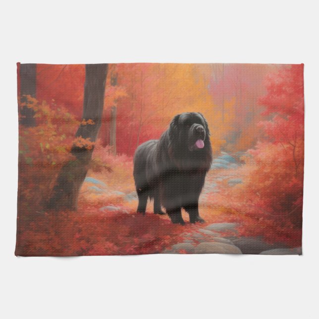 Newfoundland in Autumn Leaves Fall Inspire  Tea Towel (Horizontal)