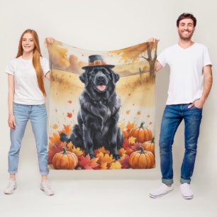 Newfoundland In Autumn Leaves Thanksgiving Art Fleece Blanket