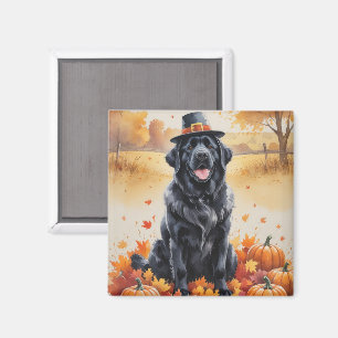 Newfoundland In Autumn Leaves Thanksgiving Art Magnet
