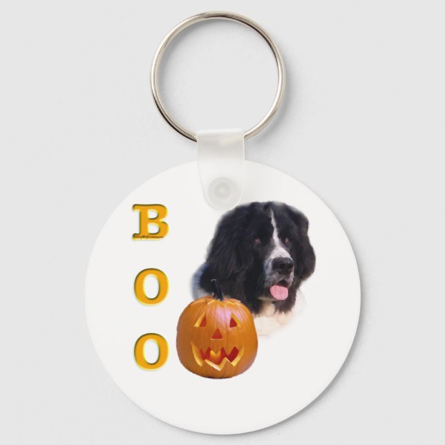 Newfoundland Landseer Halloween Boo Key Ring (Front)