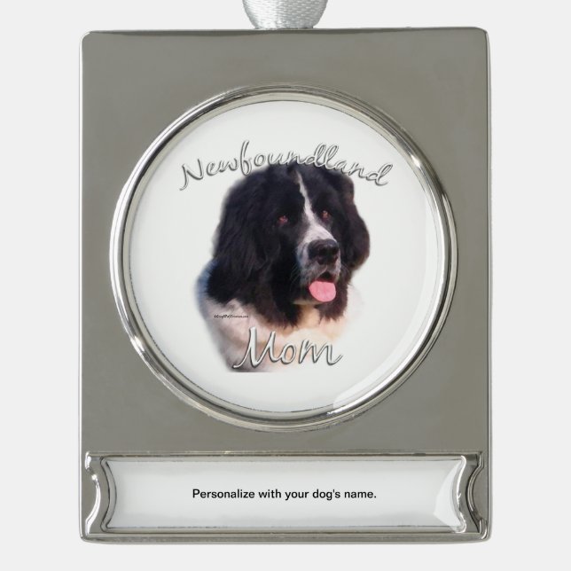 Newfoundland (landseer) Mum 2 Silver Plated Banner Ornament (Front)