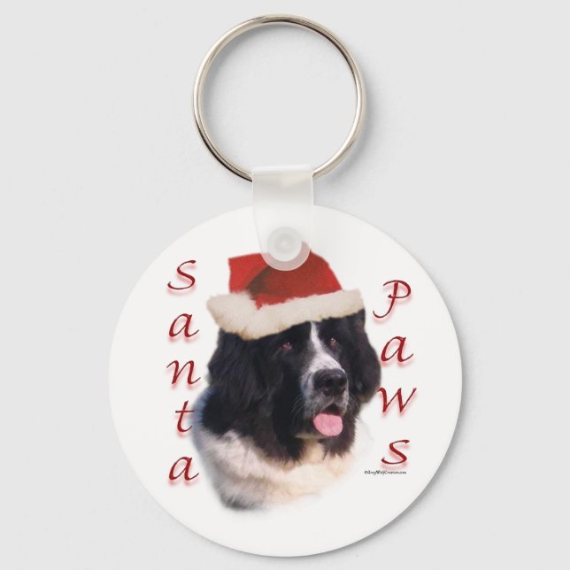 Newfoundland (landseer) Santa Paws Key Ring (Front)