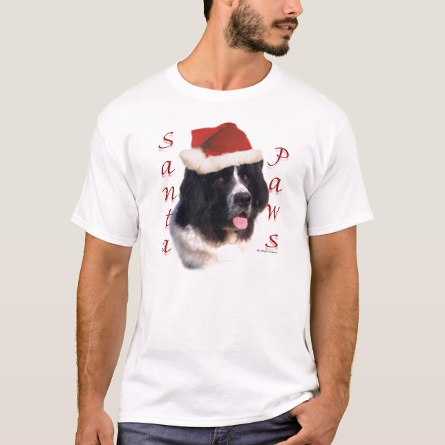 Newfoundland (landseer) Santa Paws T-Shirt (Front)